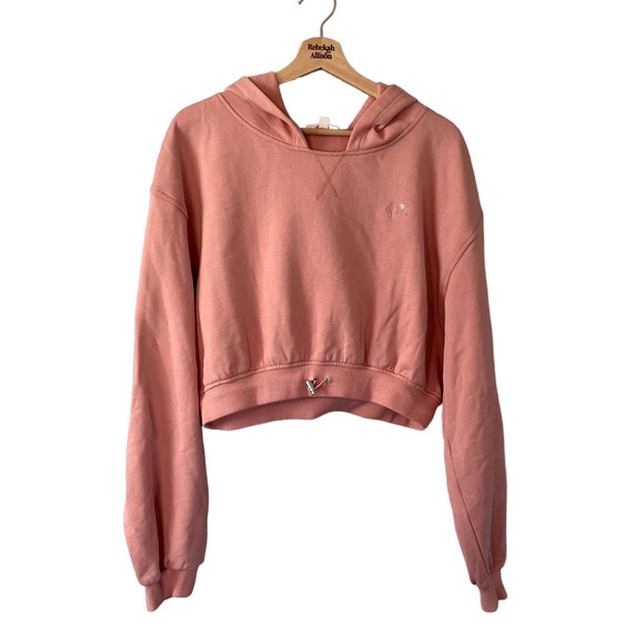 FOR LOVE & LEMONS Josie Cropped Sweatshirt in Coral Pink EUC SZ XL - Picture 3 of 16